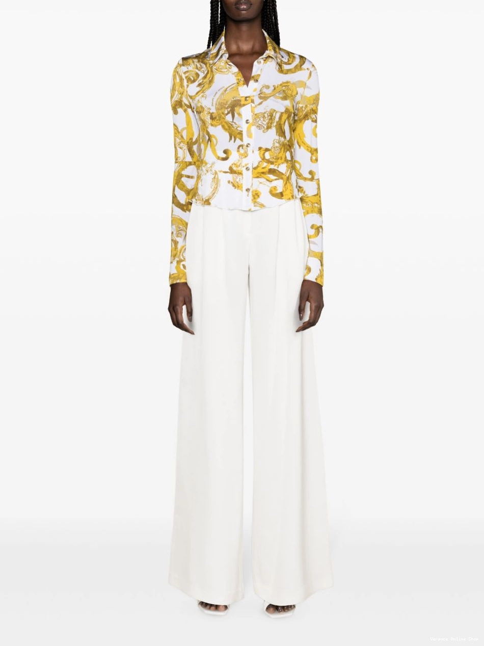 Cheap Watercolour shirt Jeans Women Couture Barocco-print Versace Couture 0711